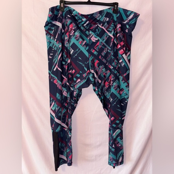 Woman Within Green and Pink Leggings Stretchy Full-Length - Picture 1 of 13